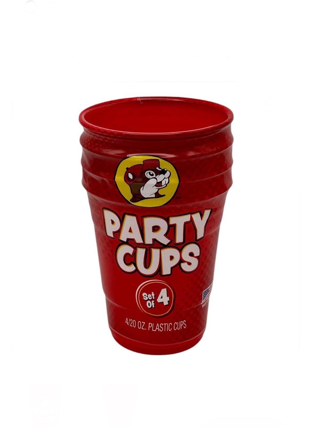 Buc-ee's Cups, Party Cups, Pack of 4, 20oz Stackable Cups, Red Plastic Cups, Durable, Dishwasher and Microwave Safe