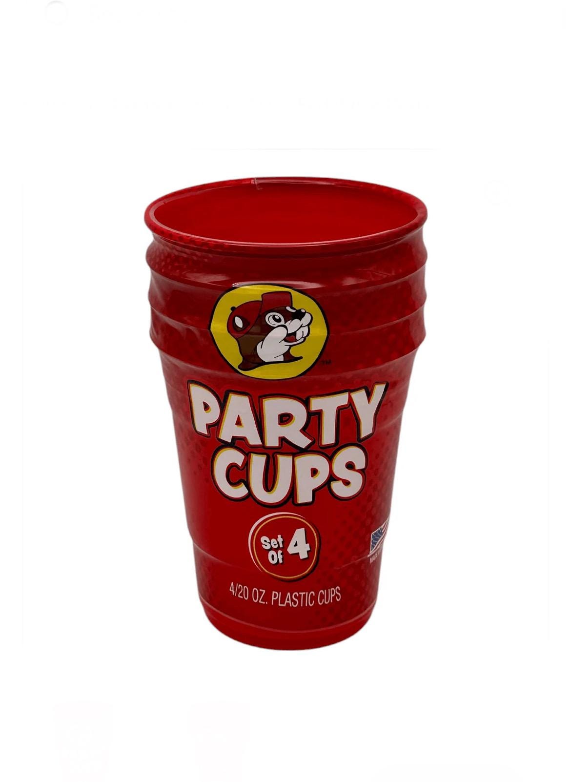Buc-ee's Cups, Party Cups, Pack of 4, 20oz Stackable Cups, Red Plastic Cups, Durable, Dishwasher and Microwave Safe
