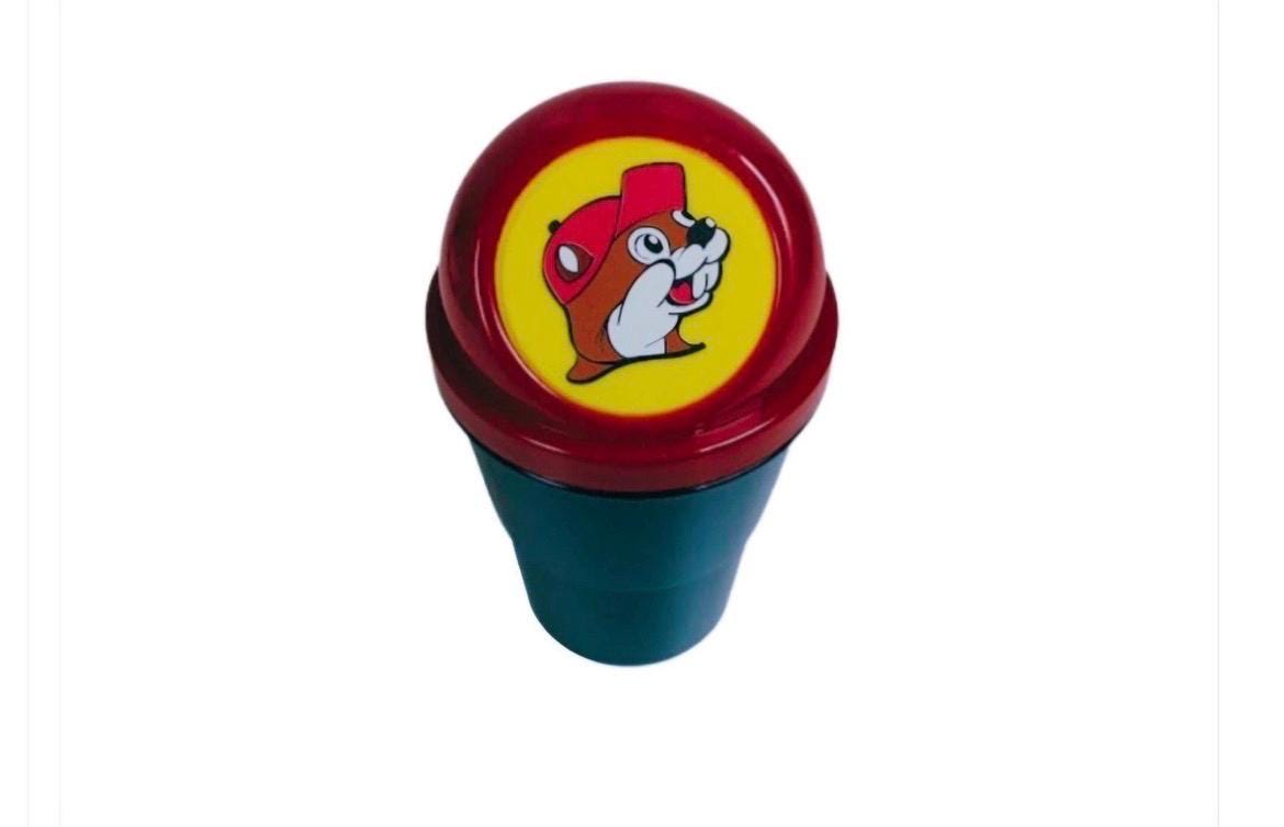 Buc-ee’s Mini Trash Can, Bin with Flip Lid, Car Waste Bin, Desk Garbage Can, New Car Gift, New Truck Gift, Portable, Fits in Cupholder