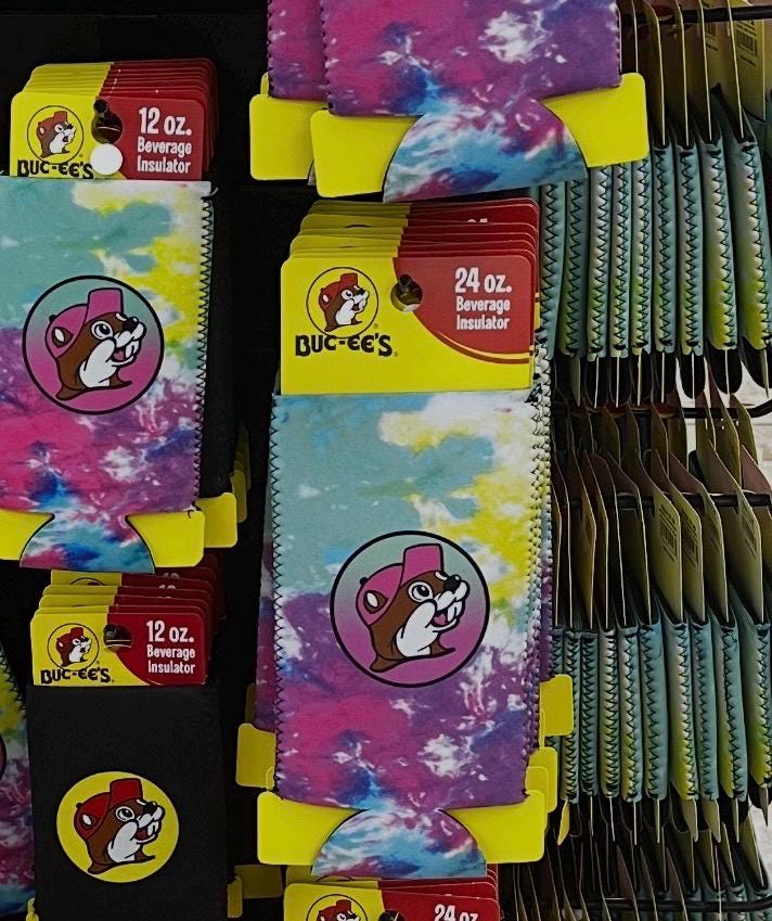 Buc-ee’s Koozie’s, 3 Sizes- 12oz/ 24oz/ Bottle with Zip, 5 Colors- Red/ Black/ Camo/ Pink Tie Dye/ Green Tie Dye, Can Cooler, Bucees Gift