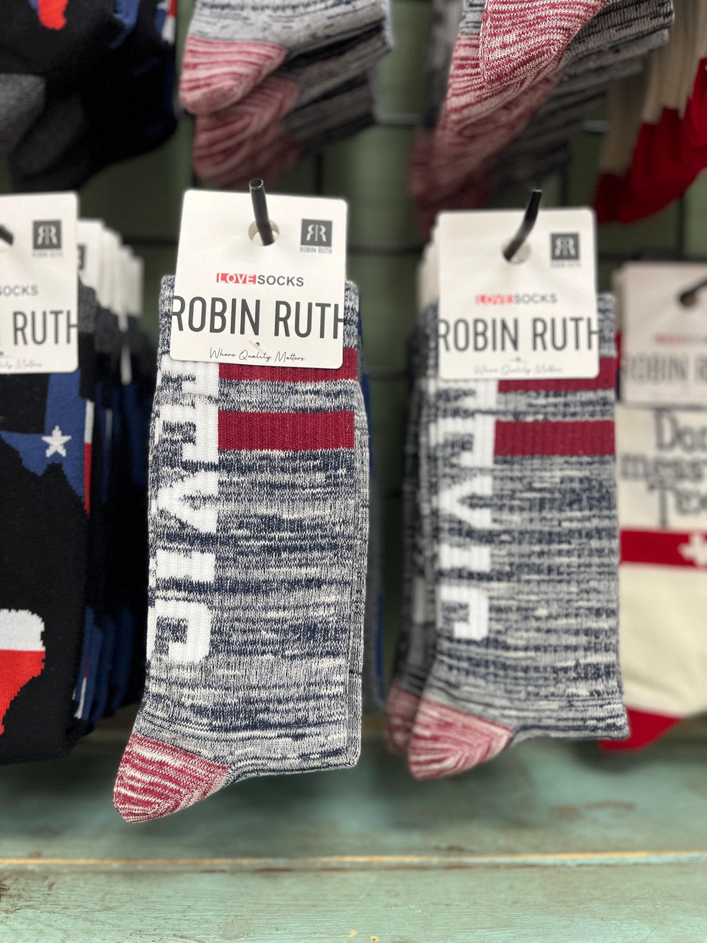 Texas Socks, Robin Ruth Socks Sold at Buc-ee’s, 6 Designs including Don’t Mess With Texas, Show your Texas Pride, Gift for Him, One Size