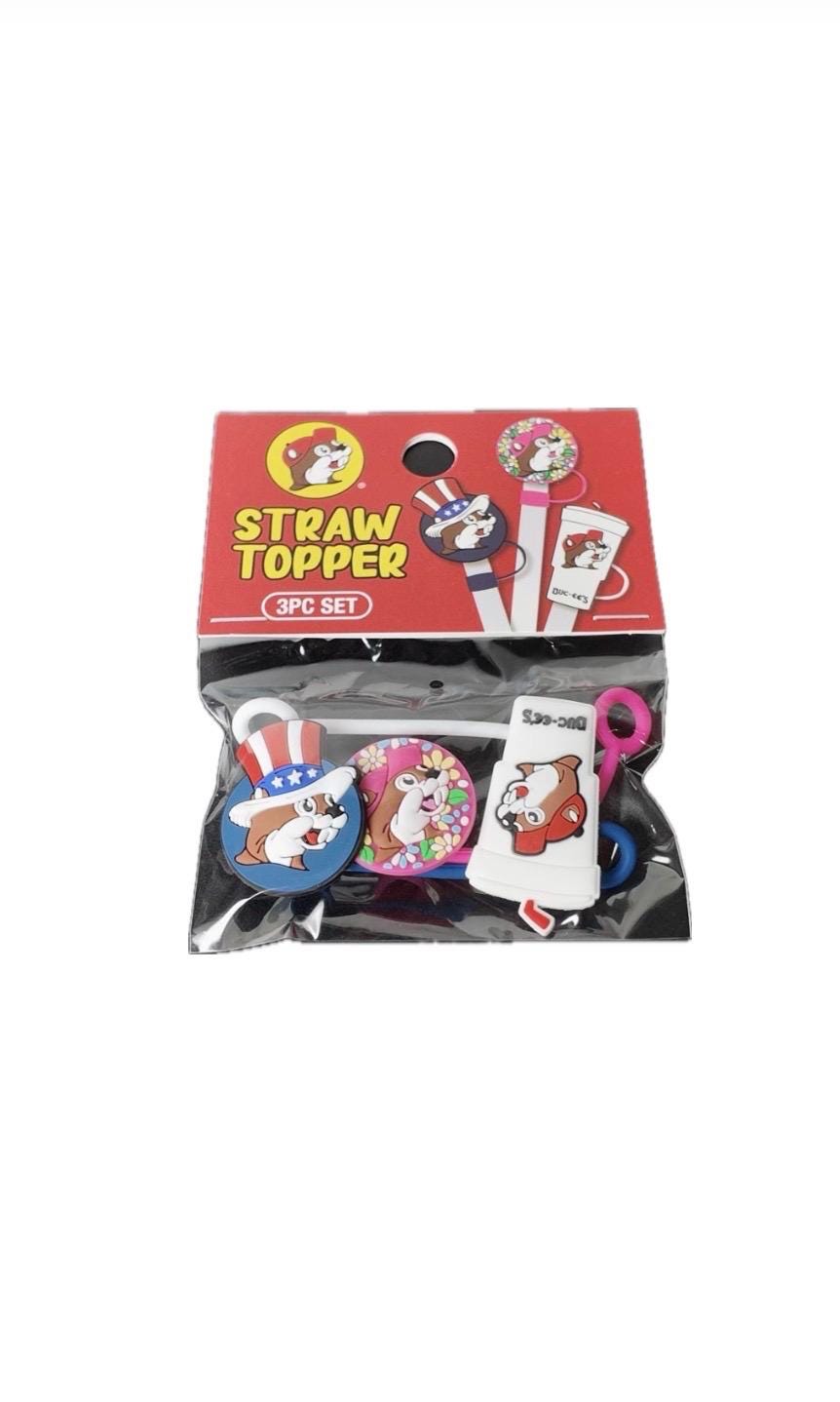 Buc-ee’s Straw Stoppers, Pack of 3 Stoppers, Silicone Toppers, Bucees Tumbler, 3 different designs