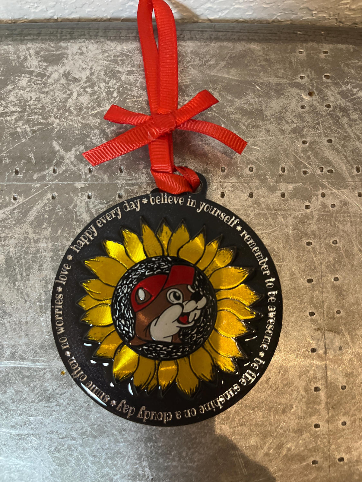 Buc-ee’s Sunflower Hanging Decoration, Wooden Ornament, Valentines Gift, Bucees Logo, Texas Gift, Inspirational Quotes, Spiritual Gift 3"