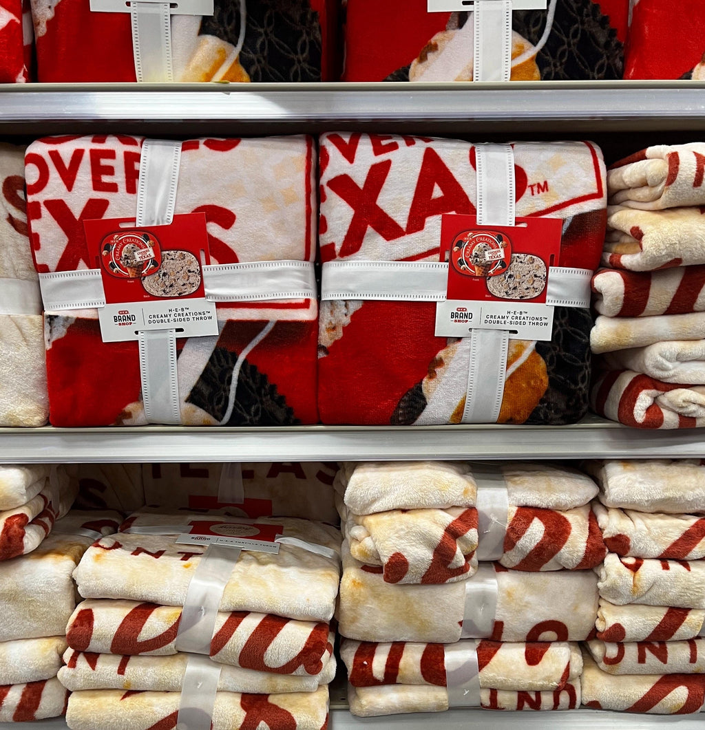 HEB Creamy Creations Double Sided Throw, Valentines Gift, Limited, Seasonal, Cookies over Texas Ice Cream Blanket, Ice Cream Throw, 50”x70”