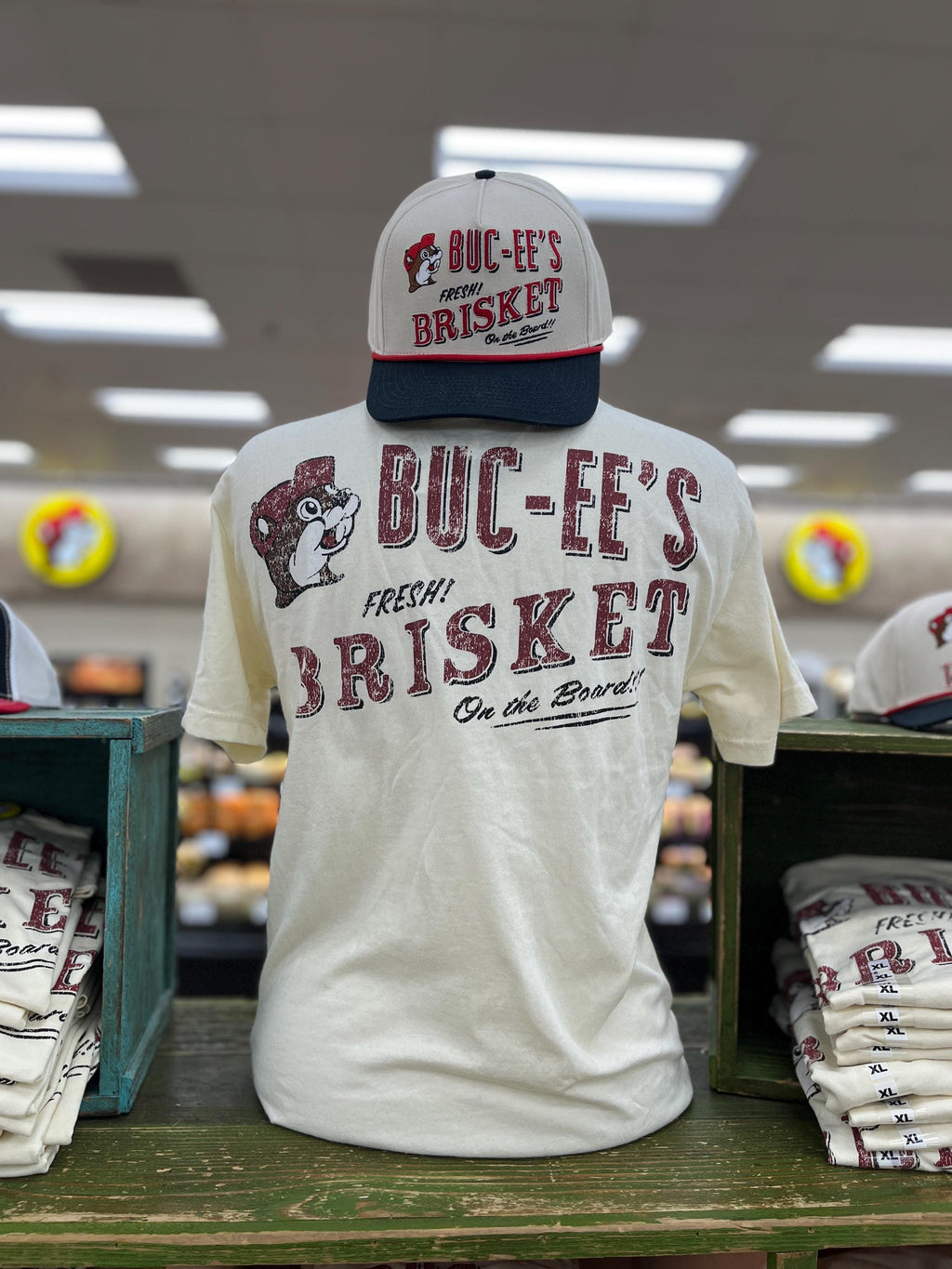 Buc-ee’s Hat, “Fresh Brisket On The Board”, Trucker Hat, Texas BBQ, Trucker Cap, Texas Gift, Valentines Gift, Gift for Him - Matching Tshirt