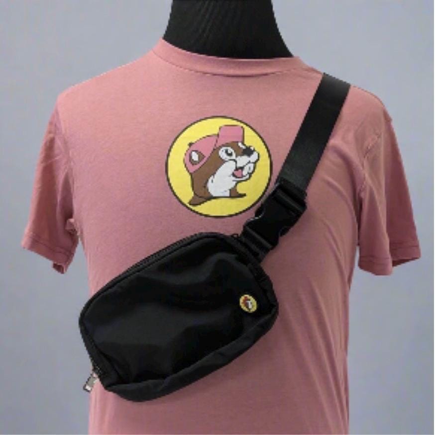 Buc-ee’s Black Bag, Crossbody Bag, Black Fanny Pack, Everywhere Belt Bag, Gift for her, gift for teens, Asjustable Strap/ Clip, Exterior Zip