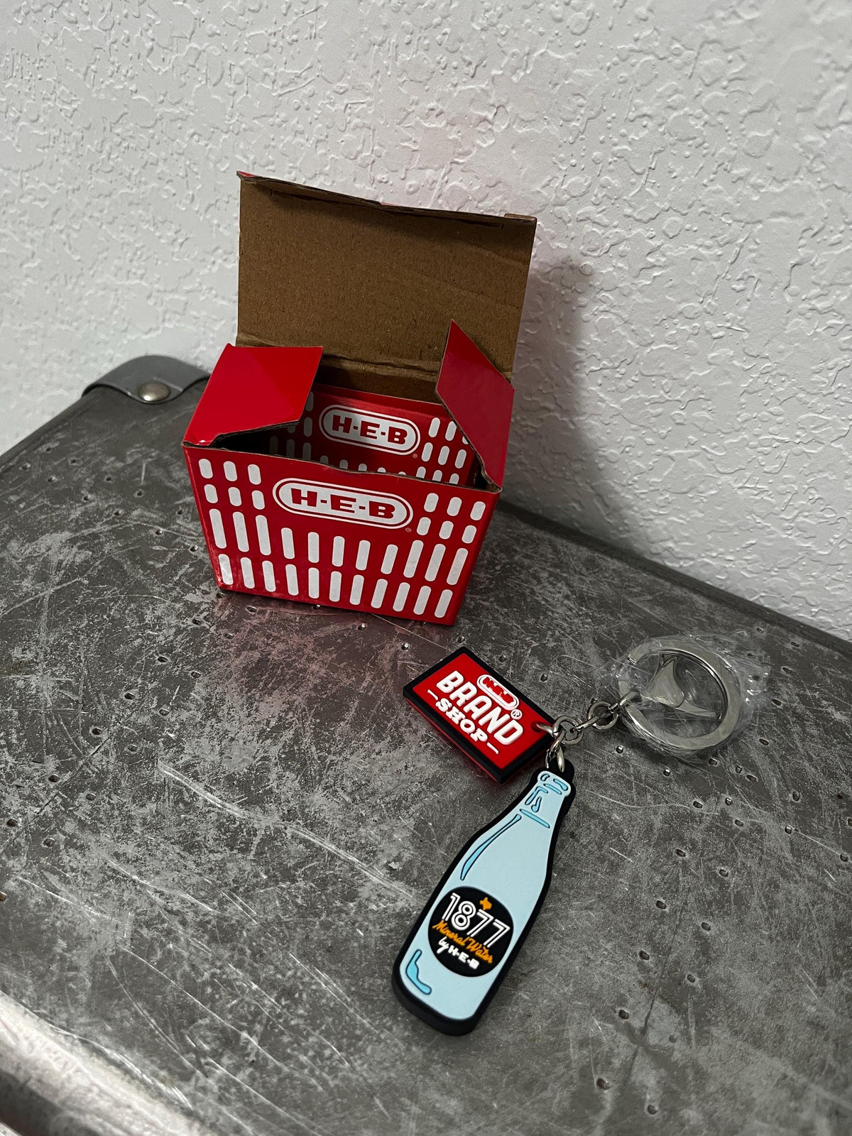 HEB Keychain Mystery Box, OPENED/ UNUSED, Choose either:- Cafe Ole or 1877 Mineral Water, to complete your collection!!
